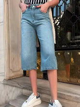 LIZAKOSHT  -  Denim Vintage Short Jeans Women Wide Leg High Waist 2025 Spring Summer Straight Pocket Pants Casual Solid Office Zipper Shorts